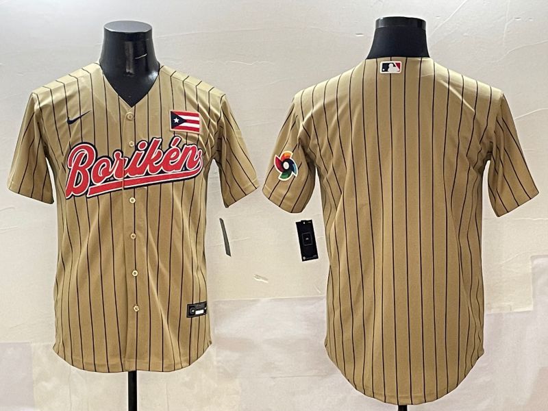 Men Puerto Rico Blank Brown Stripe Joint Name 2025 Nike MLB Jersey style 2